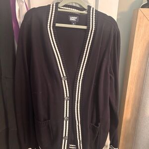Lands' End Navy Sweater with White Trim